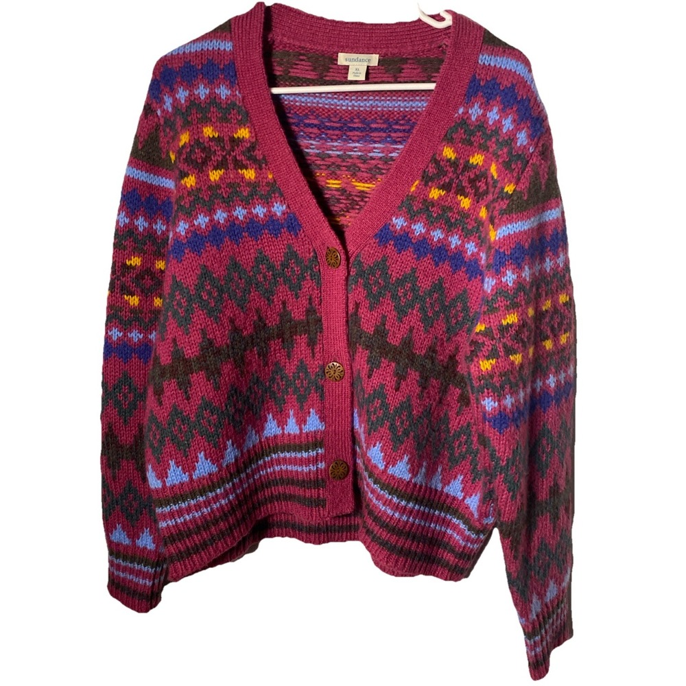 Sundance Catalog Multicolor "Folk Tale Cardigan" Size XL Fair Isle